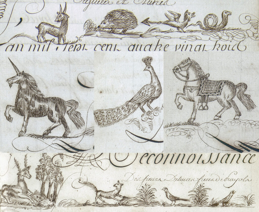 Illustration d'animaux présentent dans le registre de reconnaissances. - Agrandir l'image, fenêtre modale