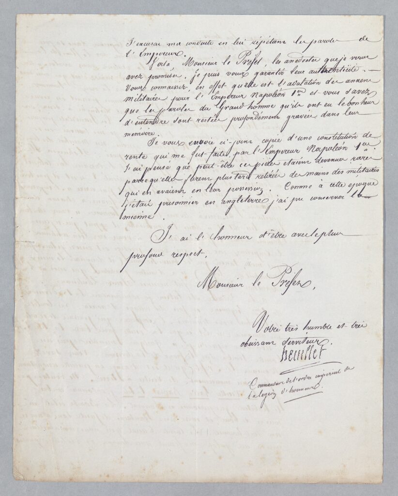 Lettre de Gabriel Joseph Heuillet au préfet de l’Ariège - Agrandir l'image, fenêtre modale