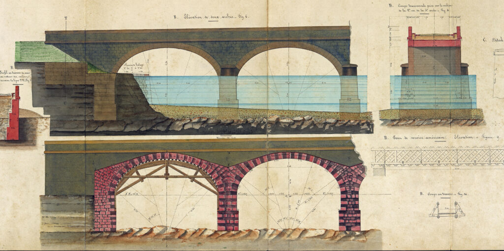 Détails des arches du pont sur le Salat. - Agrandir l'image, fenêtre modale