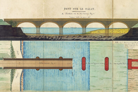 Plan coloré du pont sur le Salat.