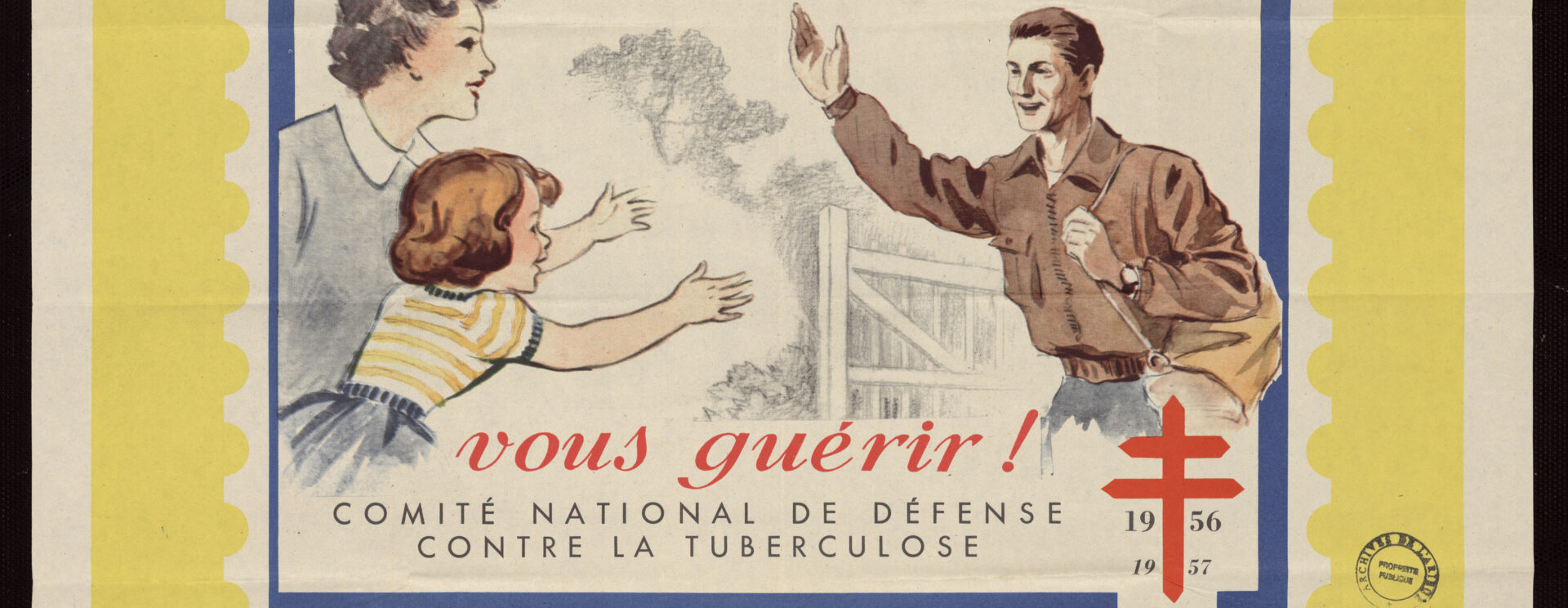 Cette affichette (26 cm x 19,3 cm) de prévention contre la tuberculose, éditée par le Comité National de défense contre la tuberculose pendant la Seconde Guerre mondiale.