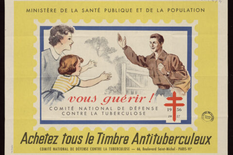 Cette affichette (26 cm x 19,3 cm) de prévention contre la tuberculose, éditée par le Comité National de défense contre la tuberculose pendant la Seconde Guerre mondiale.