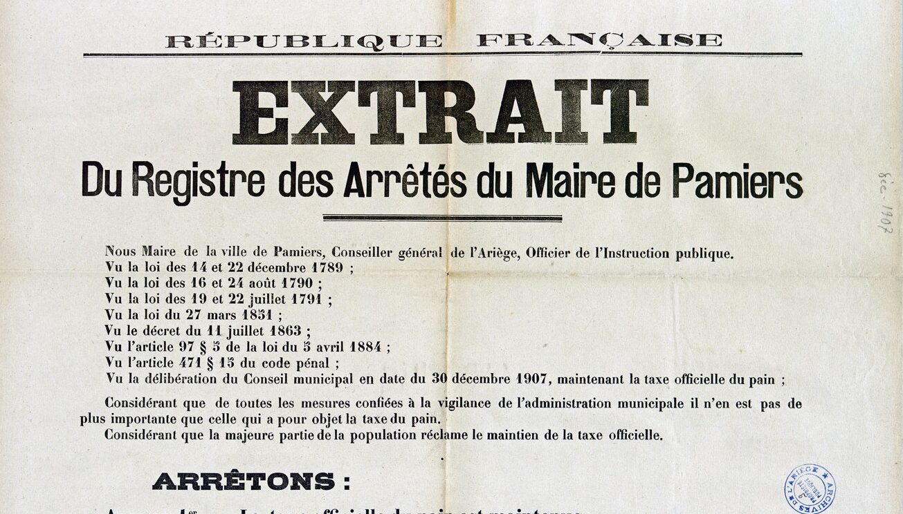Arrêté municipal du maire de Pamiers du 31 décembre 1907 suite.