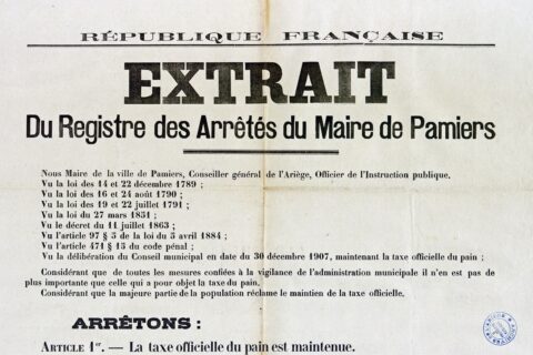 Arrêté municipal du maire de Pamiers du 31 décembre 1907 suite.