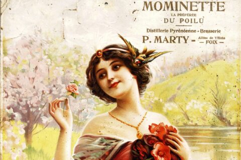 Affiche publicitaire de Gaspar Camps i Junyent représentant une mimonette