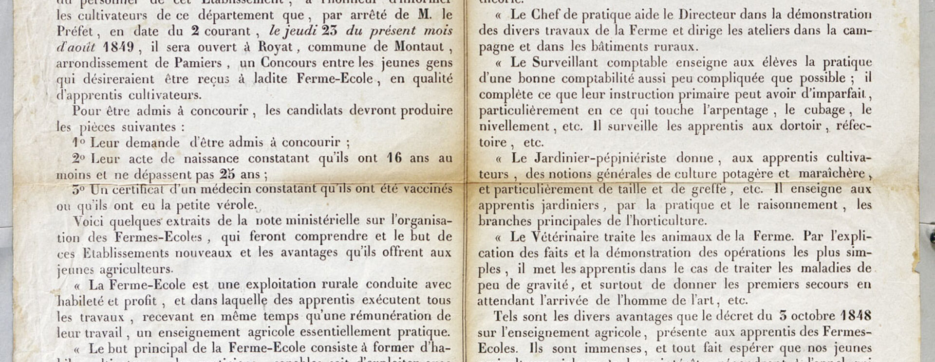 Affiche d'ouverture de la ferme-école de Royat